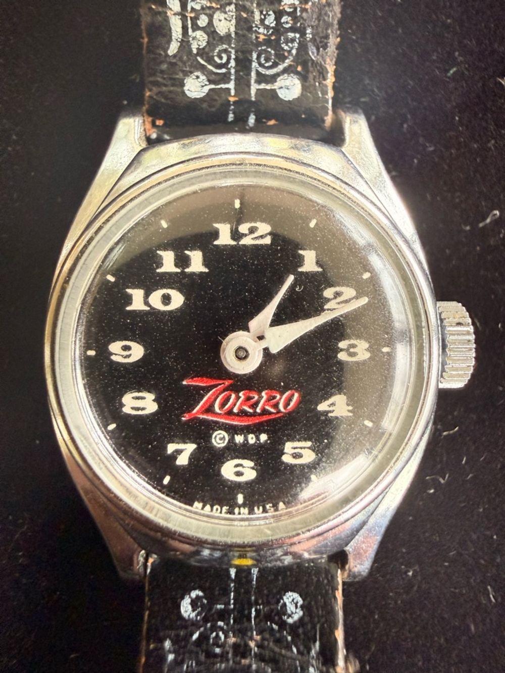 Timex Black Dial Watch Print with Red Zorro Accent